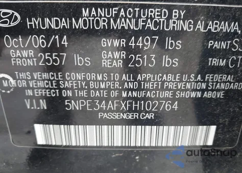 2015 Hyundai Sonata Limited from USA, damaged, VIN 5NPE34AFXFH102764